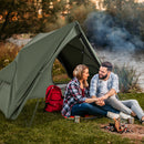 2-Person Foldable Off-Ground Camping Cot Tent with Wheeled Bag-Green