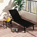 2 Piece Patio Chaise Lounge Set with Tempered Glass Table and Wheels
