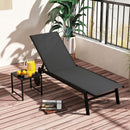 3 Piece Patio Chaise Lounge Set with Tempered Glass Table and Wheels
