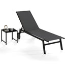 3 Piece Patio Chaise Lounge Set with Tempered Glass Table and Wheels