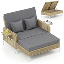2-Piece Patio Daybed Set with Storage Ottoman-Grey