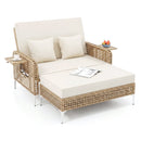 2-Piece Patio Daybed Set with Storage Ottoman-White