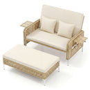 2-Piece Patio Daybed Set with Storage Ottoman-White