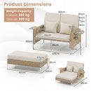 2-Piece Patio Daybed Set with Storage Ottoman-White