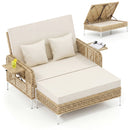 2-Piece Patio Daybed Set with Storage Ottoman-White