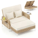 2-Piece Patio Daybed Set with Storage Ottoman-White