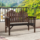 Two Seater Solid Wood Bench Loveseat with Inclined Backrest and Armrests