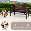 Two Seater Solid Wood Bench Loveseat with Inclined Backrest and Armrests