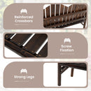 Two Seater Solid Wood Bench Loveseat with Inclined Backrest and Armrests