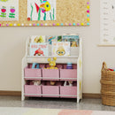 AIYAPLAY Kids Storage Unit with 6 Fabric Drawers & 2-Tier Sling Rack, Pink