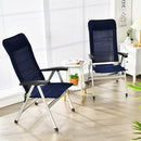 2-Piece Patio Portable Folding Lounge Chair With Raised Backrest-Navy