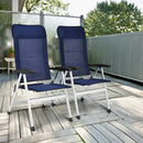 2-Piece Patio Portable Folding Lounge Chair With Raised Backrest-Navy