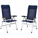2-Piece Patio Portable Folding Lounge Chair With Raised Backrest-Navy