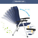 2-Piece Patio Portable Folding Lounge Chair With Raised Backrest-Navy