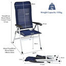 2-Piece Patio Portable Folding Lounge Chair With Raised Backrest-Navy