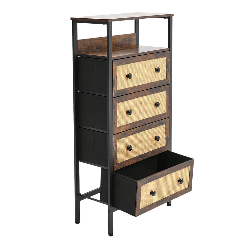 Livingandhome Rattan Storage Cabinet with Four Drawers