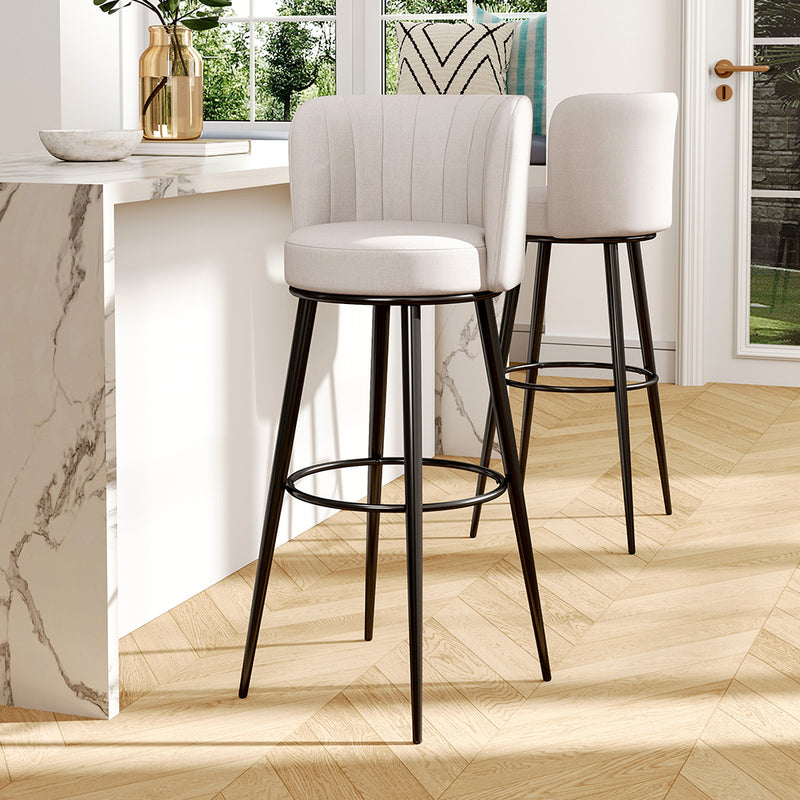 Livingandhome 2 Piece Modern Linen Bar Chairs Set