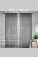 Oasis Grey Embroidered Leaf Design Voile Panels - Pair