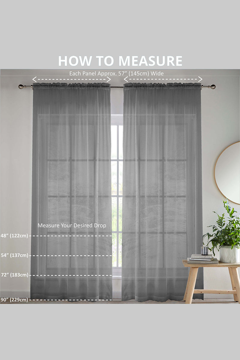 Oasis Natural Embroidered Leaf Design Voile Panels - Pair