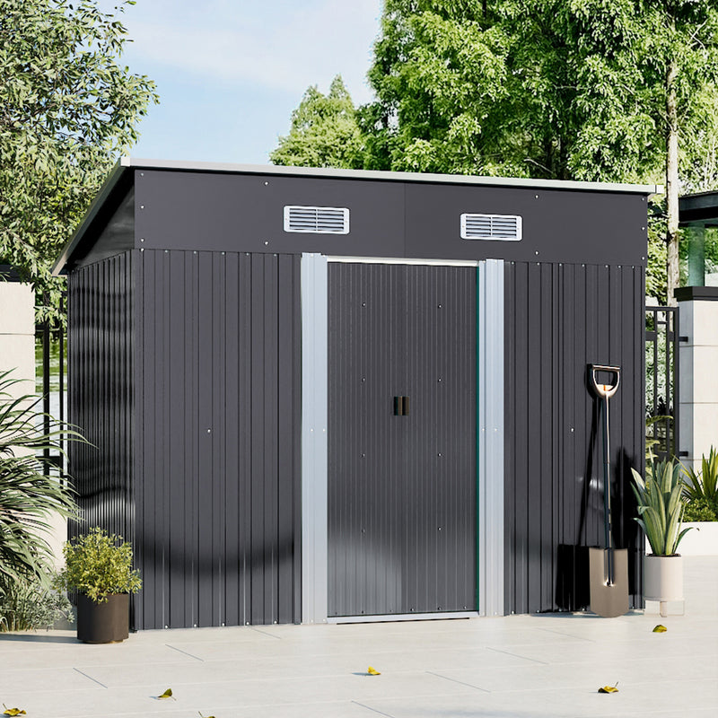 Livingandhome Compact Metal Storage Tool Shed For Garden Patio