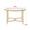 Livingandhome Round Metal Frame Glass Coffee Table