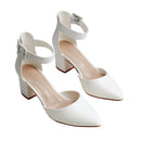 Comfortable Closed Toe Block Heels Pumps