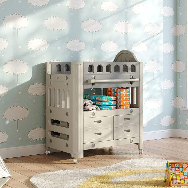 Kidkid Mobile Baby Changing Table with 4 Drawers and Storage Shelf