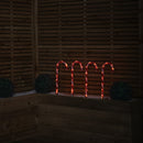 Set of 4 Large Light up Red & White Stripe Christmas Candy Cane Garden Stakes with LEDs