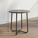 Outsunny Metal Garden Side Table, 48 Cm Round Outdoor Table, Dark Grey