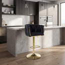 Arezzo Black Textured Fabric Bar Stool With Gold Base