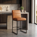 Hartwell Set Of 2 Light Brown Leather Bar Stools