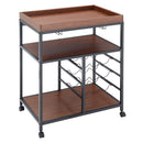 Rustic Bar Wooden Mobile Serving Cart With Wheels