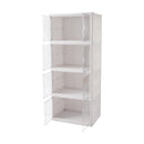 4-Tier Foldable Storage Cabinet Shoes Organizer With Doors
