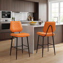Merano Real Leather Orange Bar Stool Pair