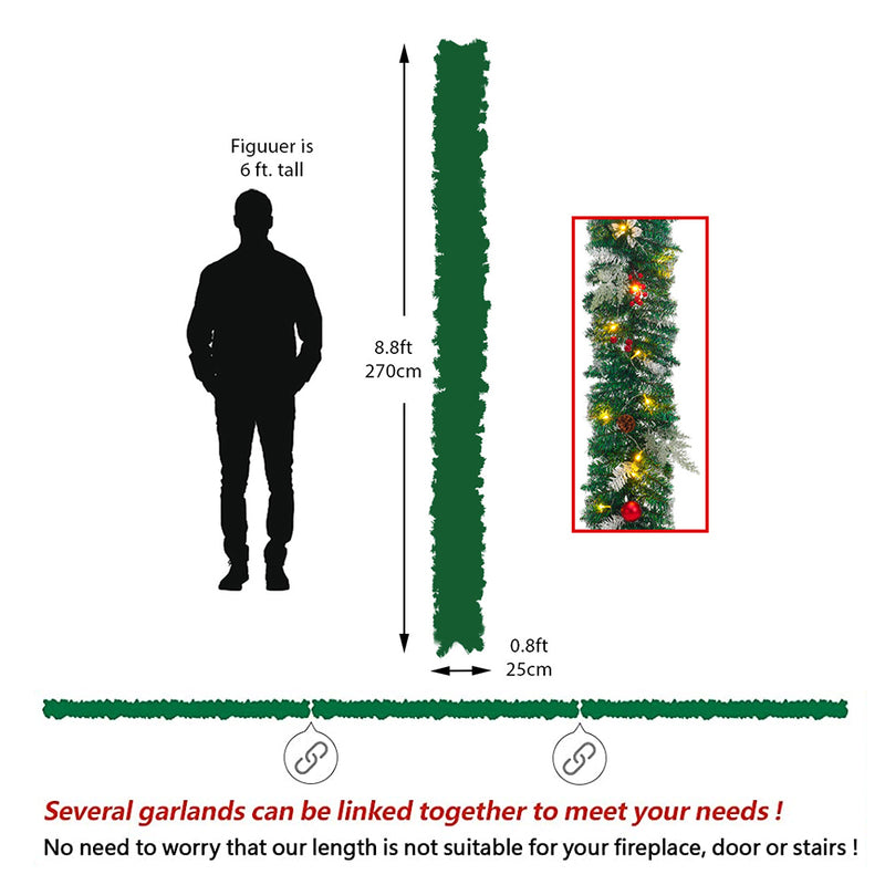 Livingandhome Artificial Pre-lit Frozen Christmas Holiday Decoration Garland