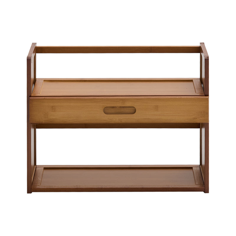 Livingandhome Natural Bamboo 2-Tier Desk Shelf