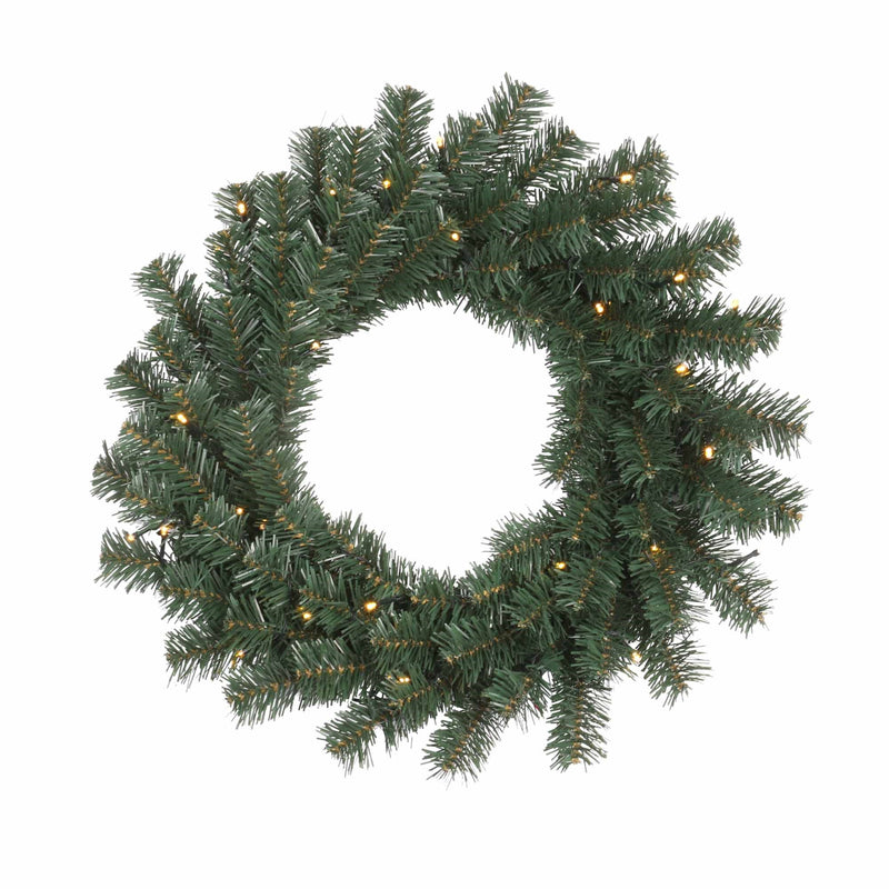Christmas Sparkle Artificial Wreath 60cm with 30 Warm White LEDs - Green