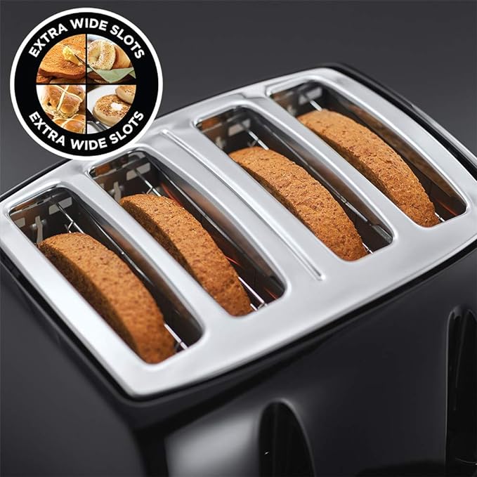 Russell Hobs 4 Slice Toaster Plastic Textures - Black