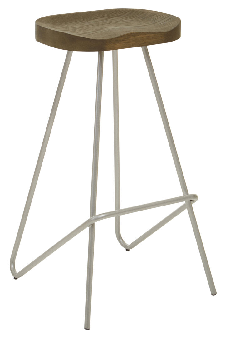 District Silver Metal Frame Bar Stool