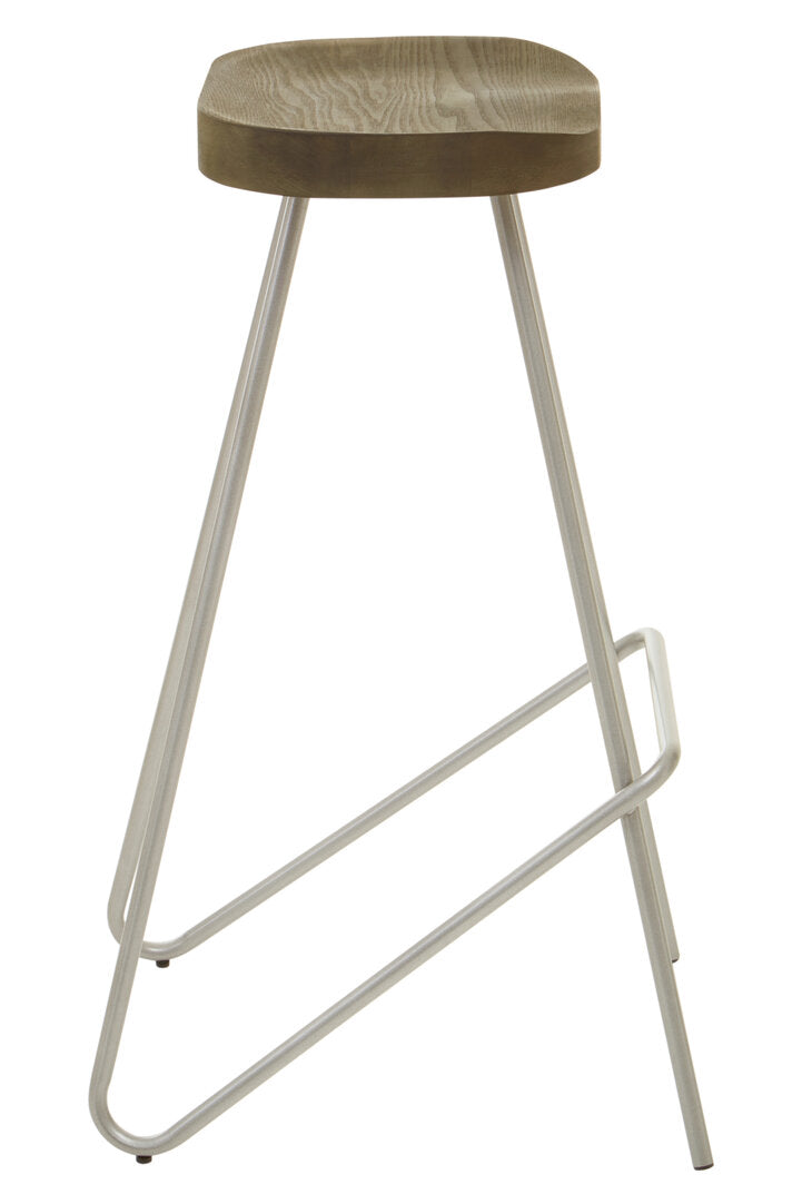 District Silver Metal Frame Bar Stool