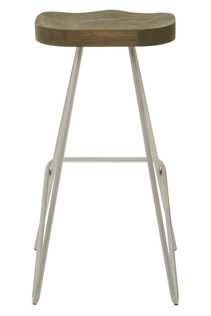District Silver Metal Frame Bar Stool