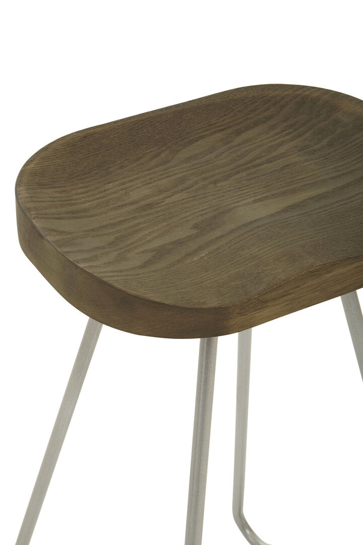 District Silver Metal Frame Bar Stool