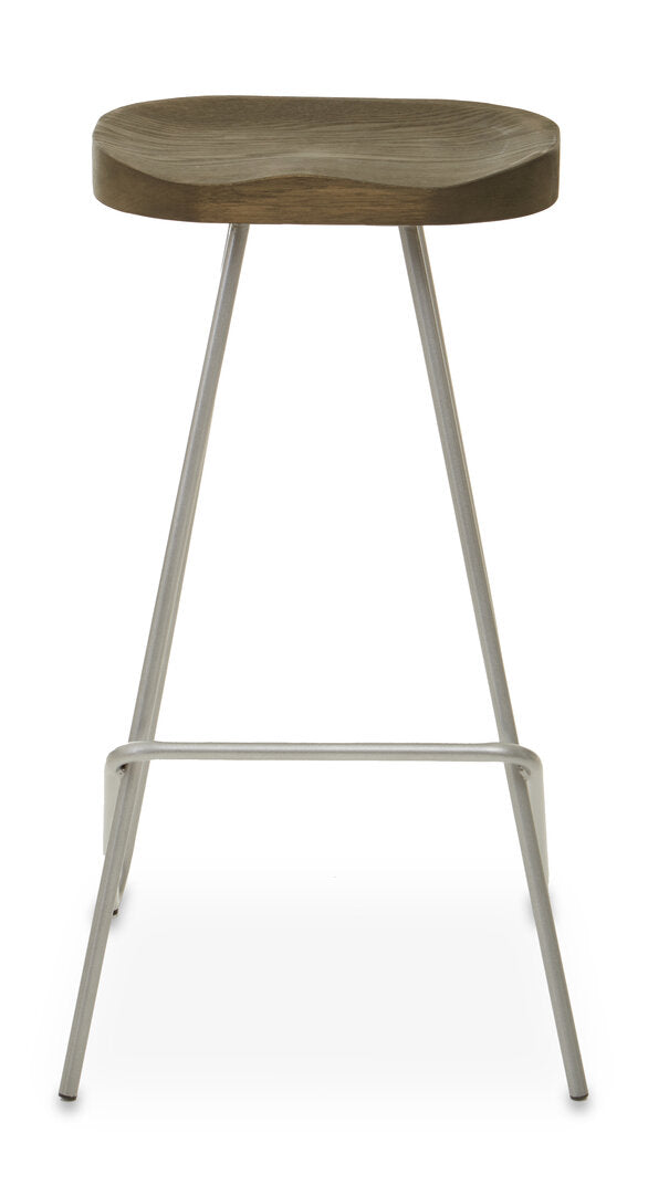 District Silver Metal Frame Bar Stool