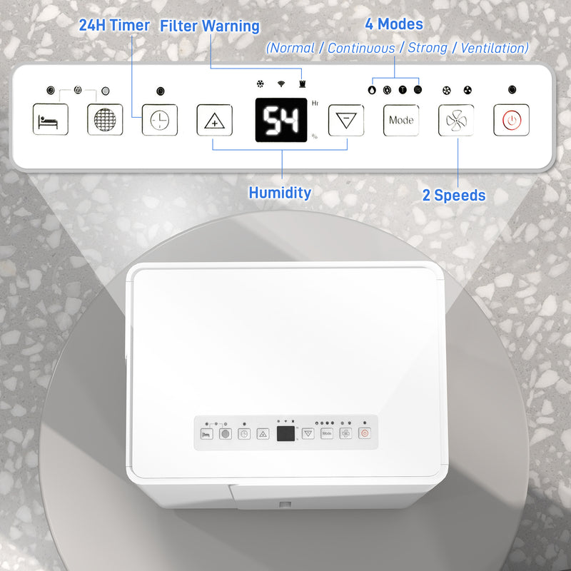 HOMCOM 30L Dehumidifier With Filter, Auto Defrost, For Home Laundry Drying