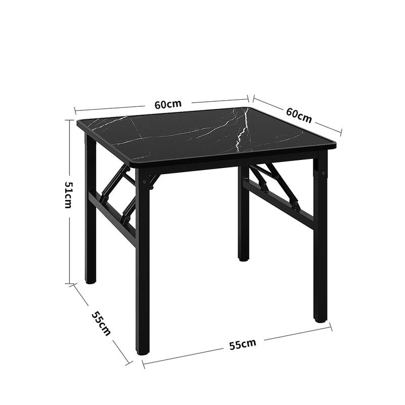 Livingandhome Square 60cm Folding Coffee Table with Marble Effect Top