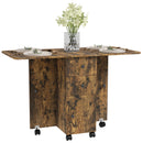 HOMCOM Folding Dining Table, Drop Leaf Table With Drawers Distressed