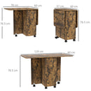 HOMCOM Folding Dining Table, Drop Leaf Table With Drawers Distressed