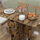 HOMCOM Folding Dining Table, Drop Leaf Table With Drawers Distressed