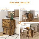 HOMCOM Folding Dining Table, Drop Leaf Table With Drawers Distressed