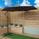 3m Cantilever Parasol in Grey with Crank Handle for Patio Garden Banana Parasol with UV Protection Outdoor Umbrella Sun Shades for Garden